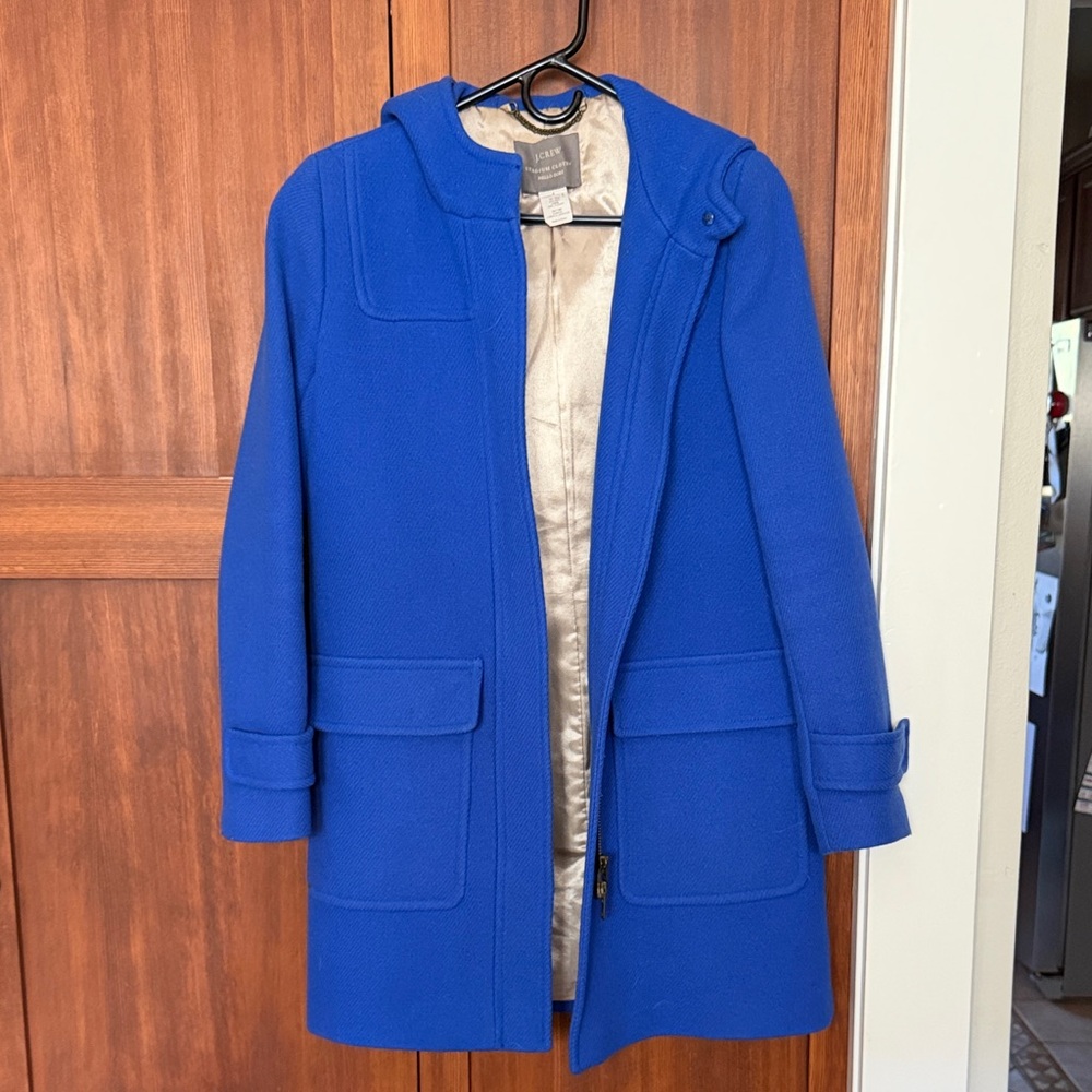 J. Crew Bold Cobalt Blue Wool Stadium Coat
